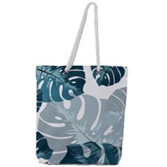 Monstera Leaves Background Full Print Rope Handle Tote (Large)