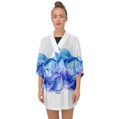 Blue Smoke Half Sleeve Chiffon Kimono by goljakoff