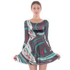 Vector Vivid Marble Pattern 1 Long Sleeve Skater Dress by goljakoff