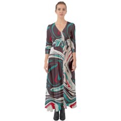 Vector Vivid Marble Pattern 1 Button Up Boho Maxi Dress by goljakoff