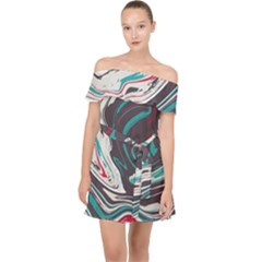 Vector Vivid Marble Pattern 1 Off Shoulder Chiffon Dress by goljakoff