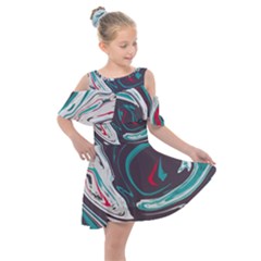 Vector Vivid Marble Pattern 1 Kids  Shoulder Cutout Chiffon Dress by goljakoff