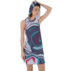 Vector Vivid Marble Pattern 1 Racer Back Hoodie Dress by goljakoff