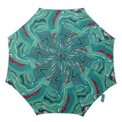 Green Vivid Marble Pattern 2 Hook Handle Umbrellas (medium) by goljakoff