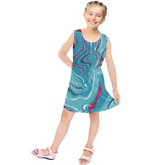 Green Vivid Marble Pattern 2 Kids  Tunic Dress by goljakoff