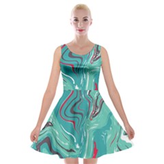 Green Vivid Marble Pattern 2 Velvet Skater Dress by goljakoff
