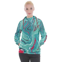 Green Vivid Marble Pattern 2 Women s Hooded Pullover by goljakoff