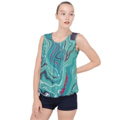 Green Vivid Marble Pattern 2 Bubble Hem Chiffon Tank Top by goljakoff