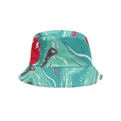 Green Vivid Marble Pattern 2 Inside Out Bucket Hat (kids) by goljakoff