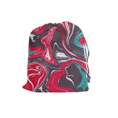 Red Vivid Marble Pattern 3 Drawstring Pouch (large)