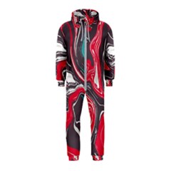 Red Vivid Marble Pattern 3 Hooded Jumpsuit (kids) by goljakoff