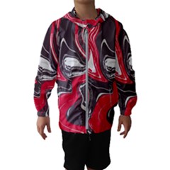 Red Vivid Marble Pattern 3 Kids  Hooded Windbreaker by goljakoff