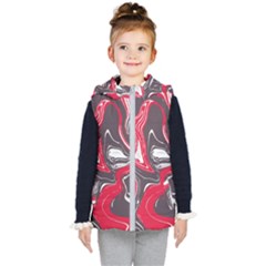 Red Vivid Marble Pattern 3 Kids  Hooded Puffer Vest by goljakoff