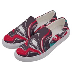 Red Vivid Marble Pattern 3 Men s Canvas Slip Ons by goljakoff