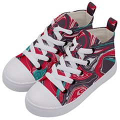 Red Vivid Marble Pattern 3 Kids  Mid-top Canvas Sneakers by goljakoff