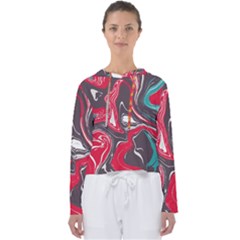 Red Vivid Marble Pattern 3 Women s Slouchy Sweat by goljakoff