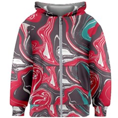 Red Vivid Marble Pattern 3 Kids  Zipper Hoodie Without Drawstring by goljakoff