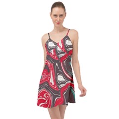 Red Vivid Marble Pattern 3 Summer Time Chiffon Dress by goljakoff