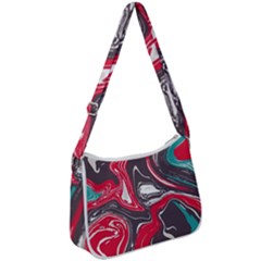 Red Vivid Marble Pattern 3 Zip Up Shoulder Bag by goljakoff