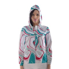 Vivid Marble Pattern Women s Hooded Windbreaker by goljakoff