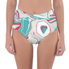 Vivid Marble Pattern Reversible High-waist Bikini Bottoms by goljakoff