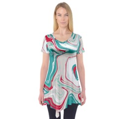 Vivid Marble Pattern Short Sleeve Tunic  by goljakoff