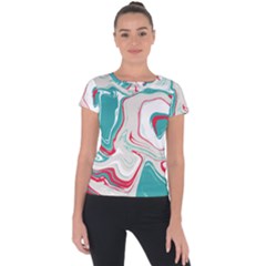 Vivid Marble Pattern Short Sleeve Sports Top  by goljakoff