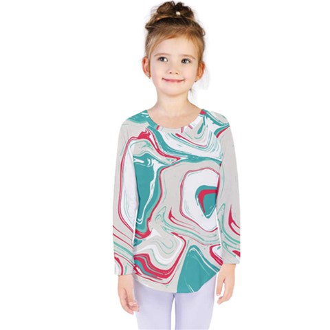 Vivid Marble Pattern Kids  Long Sleeve Tee by goljakoff