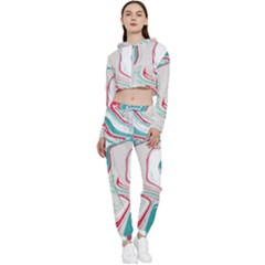 Vivid Marble Pattern Cropped Zip Up Lounge Set by goljakoff