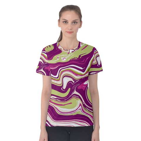 Purple Vivid Marble Pattern Women s Cotton Tee by goljakoff