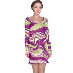 Purple Vivid Marble Pattern Long Sleeve Nightdress by goljakoff
