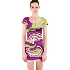 Purple Vivid Marble Pattern Short Sleeve Bodycon Dress by goljakoff