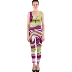 Purple Vivid Marble Pattern One Piece Catsuit by goljakoff