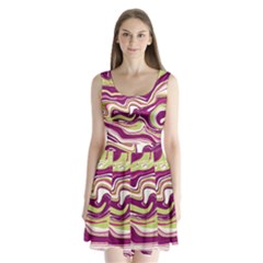 Purple Vivid Marble Pattern Split Back Mini Dress  by goljakoff