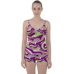 Purple Vivid Marble Pattern Tie Front Two Piece Tankini by goljakoff