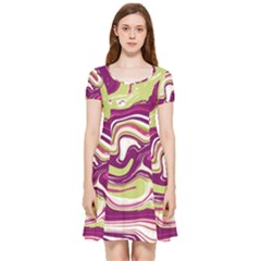 Purple Vivid Marble Pattern Inside Out Cap Sleeve Dress by goljakoff