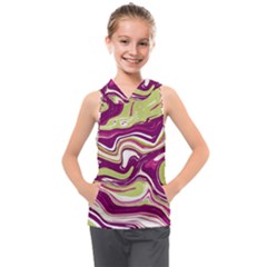 Purple Vivid Marble Pattern Kids  Sleeveless Hoodie by goljakoff