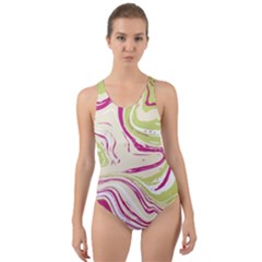 Vector Vivid Marble Pattern 6 Cut-out Back One Piece Swimsuit by goljakoff