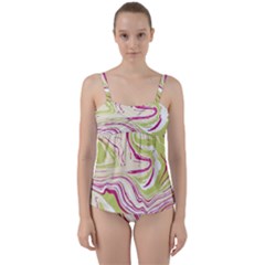 Vector Vivid Marble Pattern 6 Twist Front Tankini Set by goljakoff