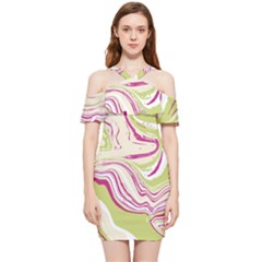 Vector Vivid Marble Pattern 6 Shoulder Frill Bodycon Summer Dress by goljakoff