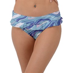 Blue Vivid Marble Pattern Frill Bikini Bottom by goljakoff