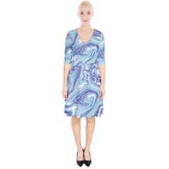 Blue Vivid Marble Pattern Wrap Up Cocktail Dress by goljakoff