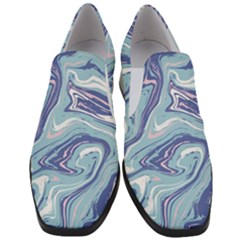 Blue Vivid Marble Pattern Women Slip On Heel Loafers by goljakoff