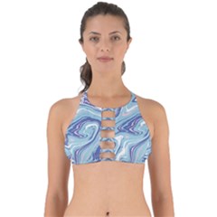 Blue Vivid Marble Pattern Perfectly Cut Out Bikini Top by goljakoff
