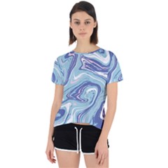 Blue Vivid Marble Pattern Open Back Sport Tee by goljakoff