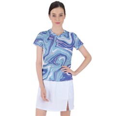 Blue Vivid Marble Pattern Women s Sports Top by goljakoff