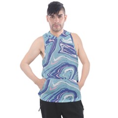 Blue Vivid Marble Pattern Men s Sleeveless Hoodie by goljakoff