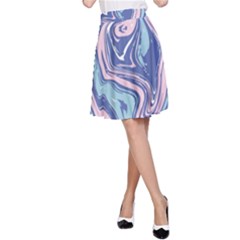 Blue Vivid Marble Pattern 10 A-line Skirt by goljakoff