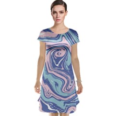 Blue Vivid Marble Pattern 10 Cap Sleeve Nightdress by goljakoff