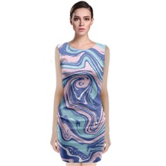 Blue Vivid Marble Pattern 10 Classic Sleeveless Midi Dress by goljakoff